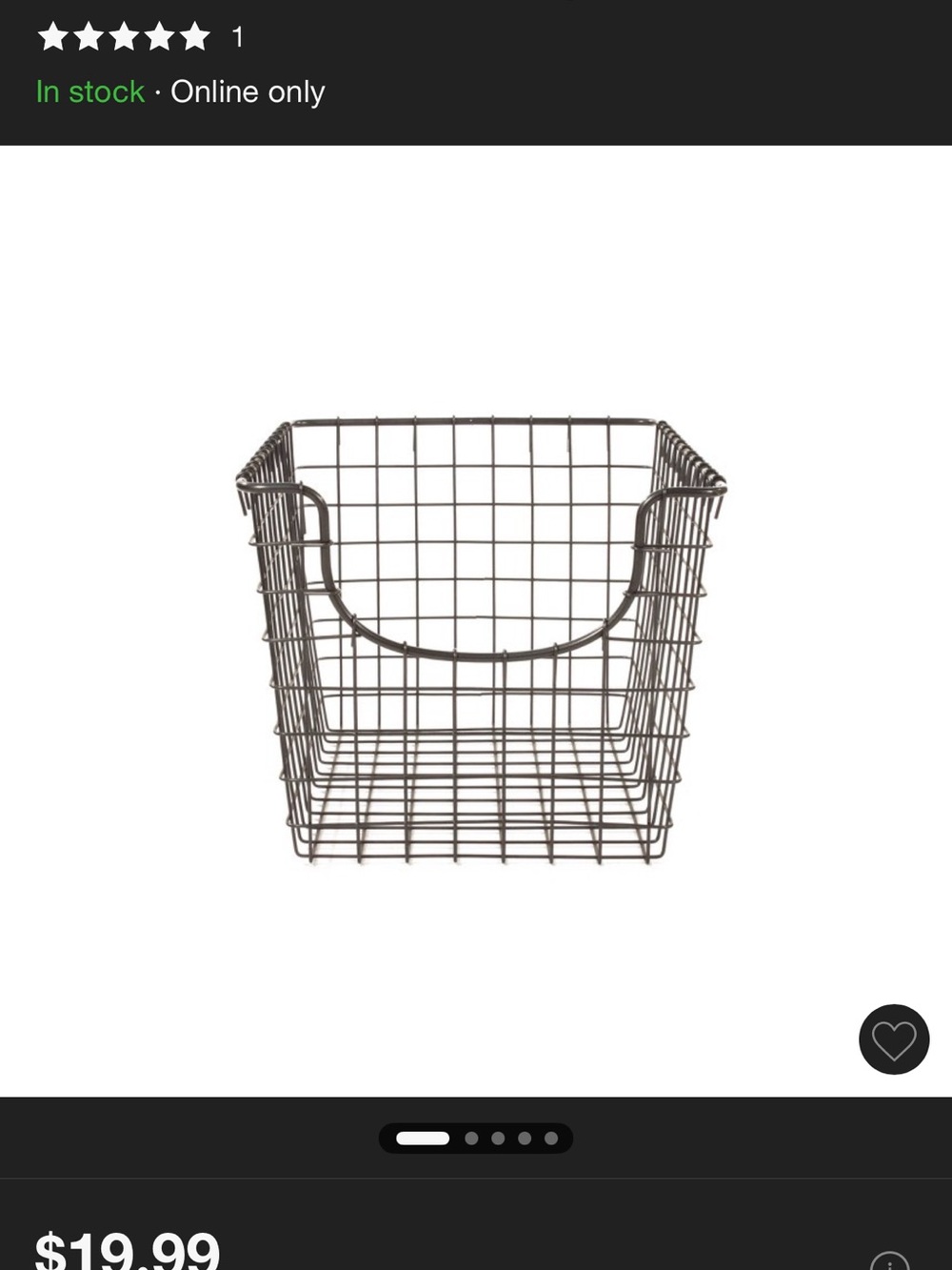 Rustic Metal Wire Storage Basket in Dark Gray